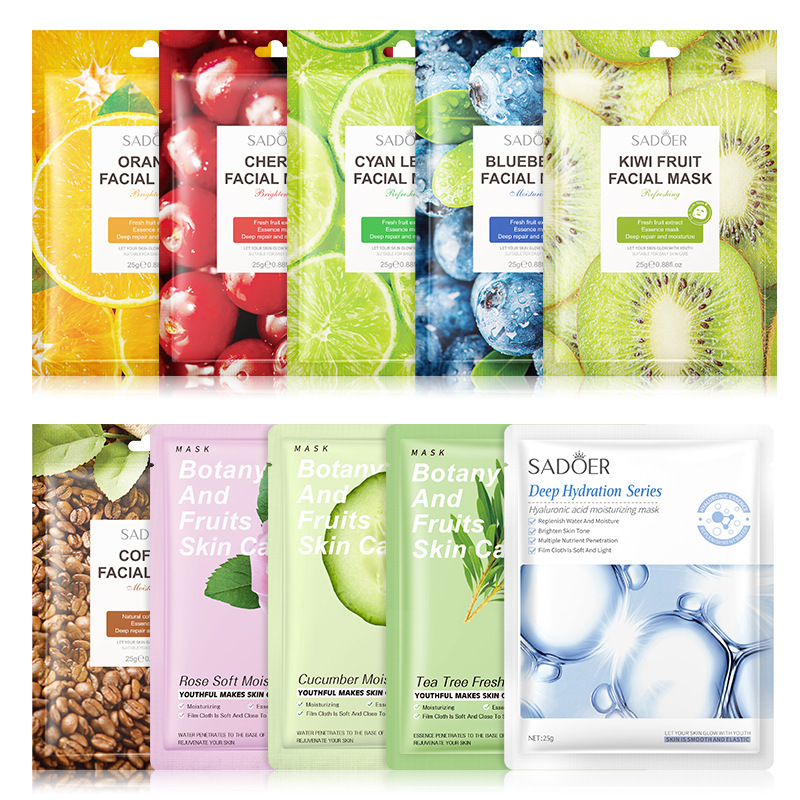 Skincare Omg - 5 stuks botanische fruitmaskers, gezichtsverzorgingsmaskerset voor
